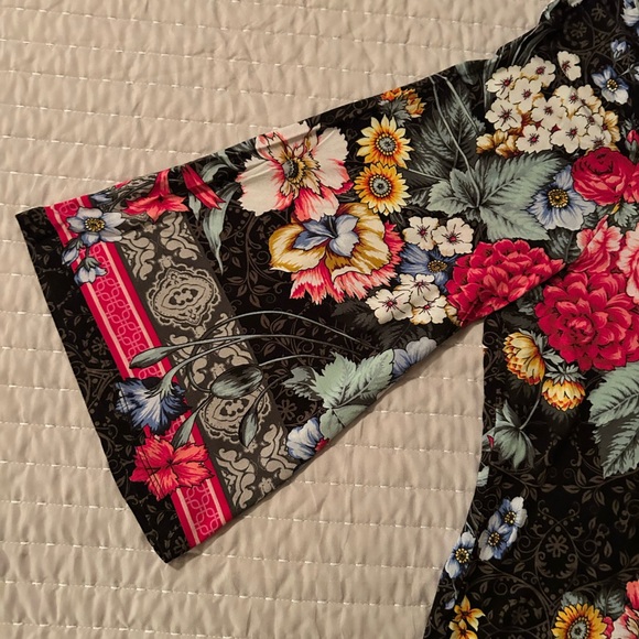 Johnny Was Black Floral Blouse with Pink and Yellow Accents - Picture 2 of 5